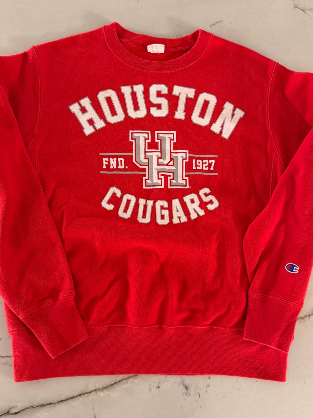 Houston Cougars Sweatshirt Mens Medium Red NCAA College Champion Reverse Weave